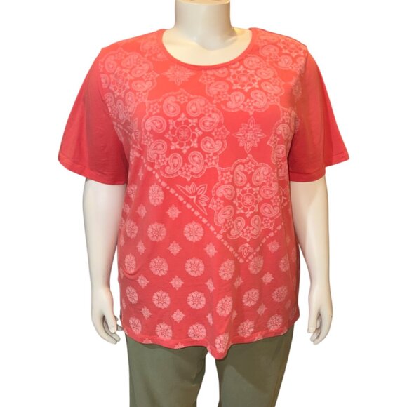 Liz & Me For Catherine's Boho Paisley Short Sleeve Round Neck Tee Wmns 2X 22/24W - Picture 1 of 10
